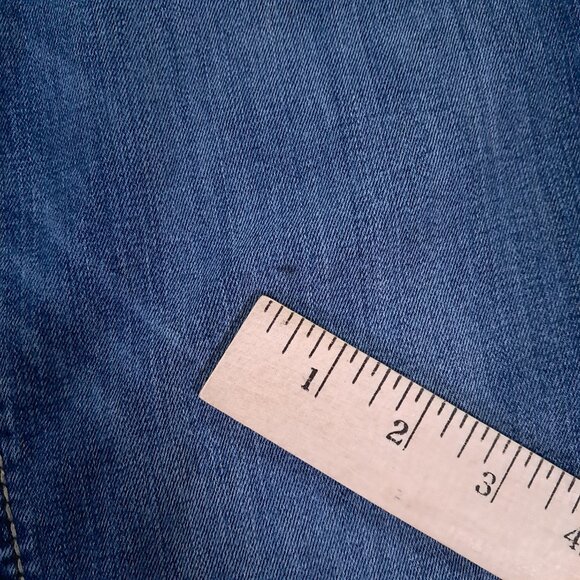 Miss Me Jean Womens 31x28, Tag 30x32 Blue Denim Bootcut Embellished Hemmed Up - Picture 9 of 16